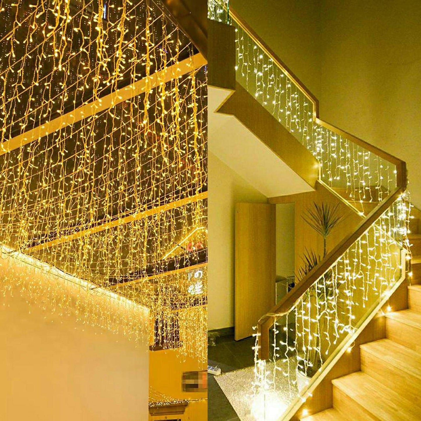 ZIMINGU Icicle Diwali Lights Outdoor, Christmas Hanging Window Curtains Dangling 13FT 96LEDs 8 Modes Weeping Willow Ceiling Fairy String Lights for Indoor Decorations, Warm White 4M