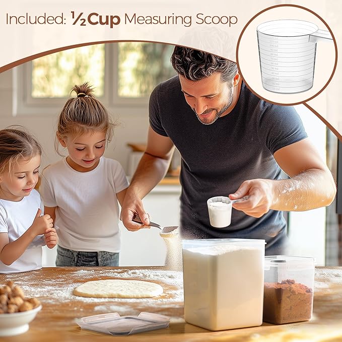 ComSaf Flour Sugar Storage Containers Set of 3, Large Airtight Food Storage