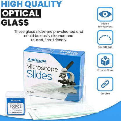 AmScope B120 Series Student & Professional Binocular Compound Microscope - 40X-2500X Magnification - Includes 3D Stage, Tweezers, 25-Piece Prepared Slides Set & Handheld Multi-USB Digital Microscope