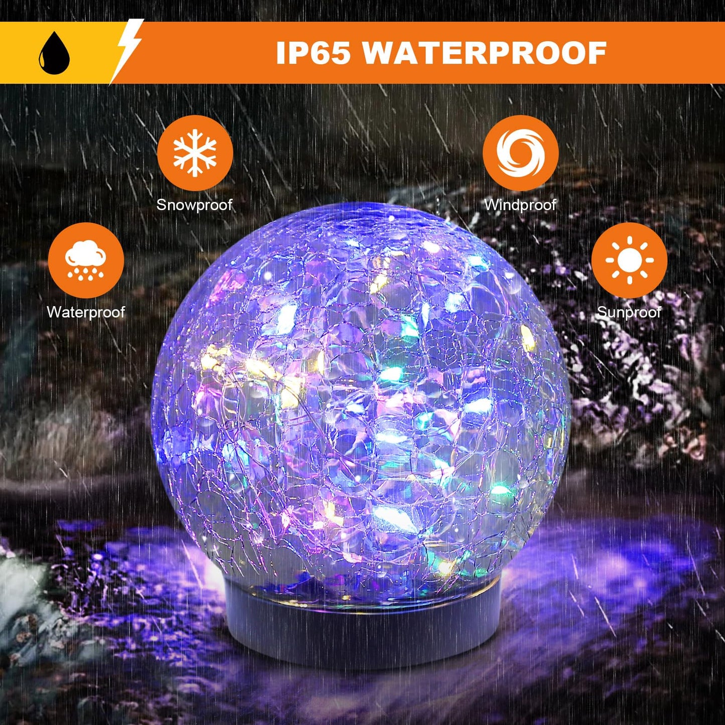 MLKNK Solar Globe Lights Outdoor Waterproof-Solar Balls-Solar Garden Lights-Orbs for Outside 4 Pack Cracked Glass Ball for Lawn Patio Yard Backyard Decorations