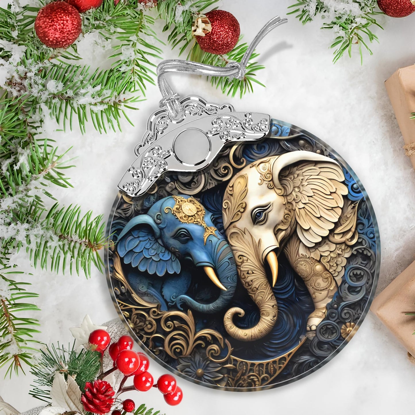 Christmas Ornament - Stained Glass Elephant - Home Decor - Holiday Present Ideas - Gift Exchange - Gentle Elephants