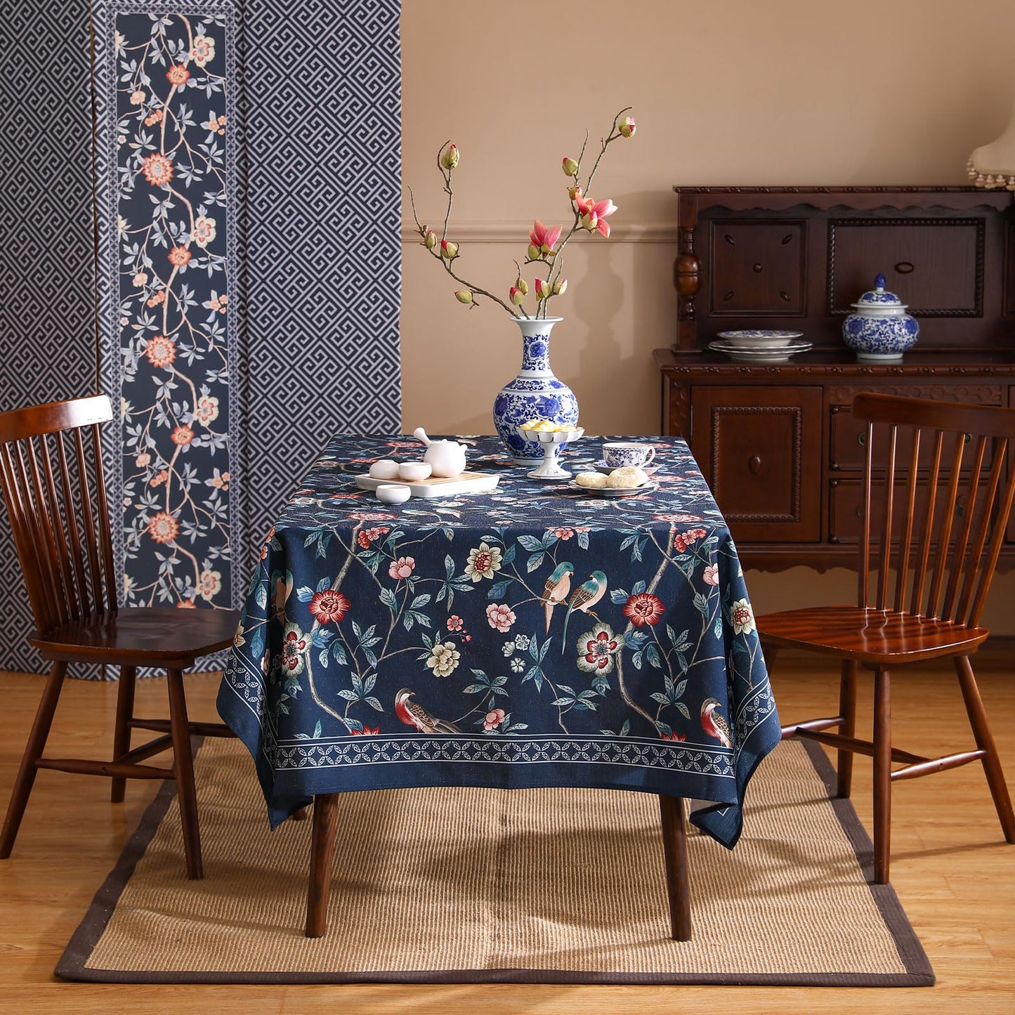 patdrea Elegant Vintage Linen Tablecloth,Rectangular,102"x63"-Lanruoting