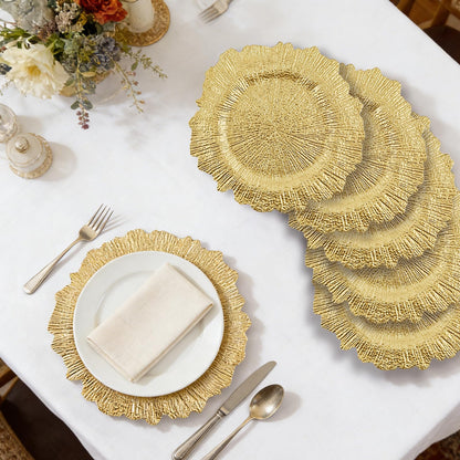 ZHTLTHZ 120-Pack 13" Gold Beaded Charger Plates – Disposable/Reusable Plastic Round Dinner Chargers, Prevents Food Overflow, Elegant Wedding Tableware, Formal Party Holiday Decor