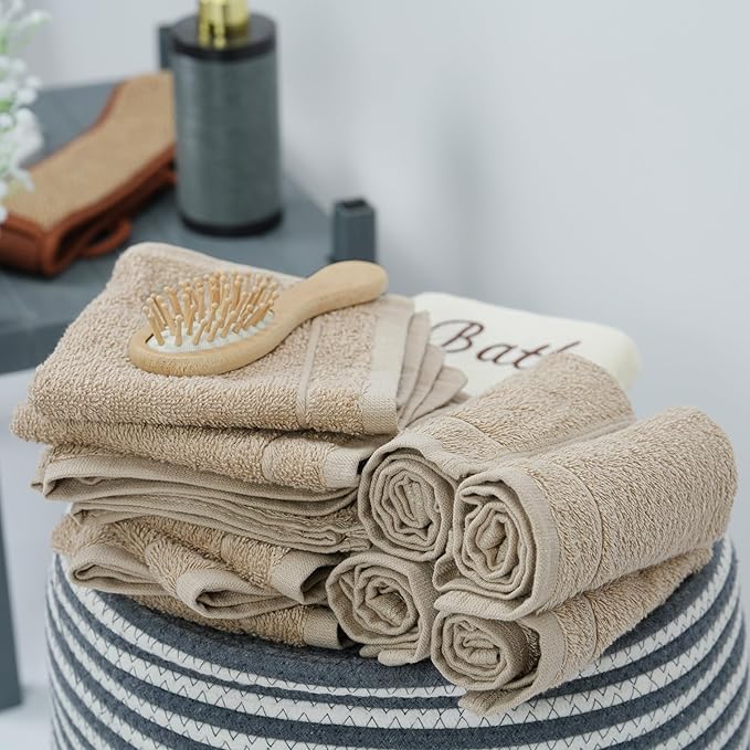 Tens Towels Pack of 60 Washcloths, 12 x 12 Inches, Lighter Weight, Quick to Dry