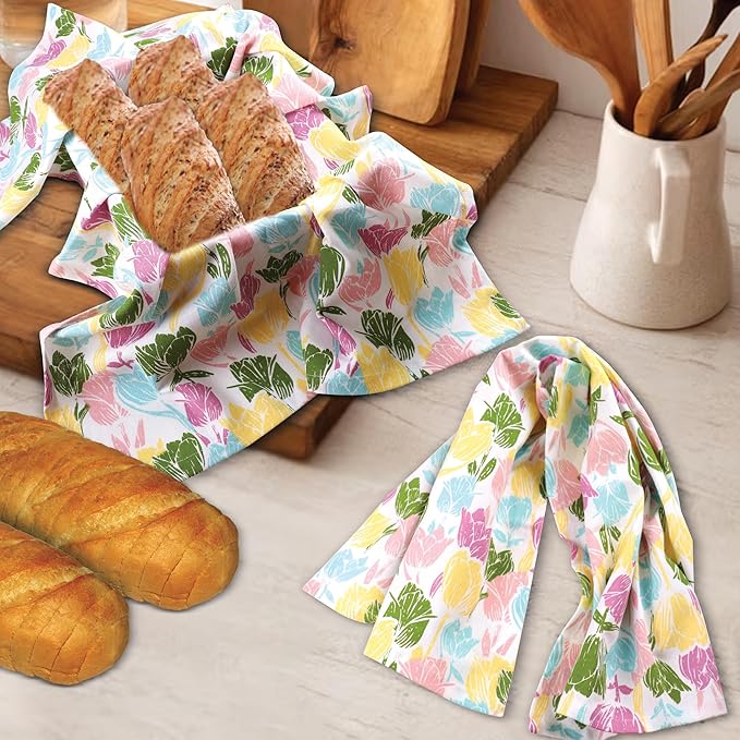 Urban Villa Collection Kitchen Towels Tulip Flowers Multi Color Premium Quality