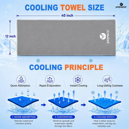 YQXCC 4 Pack Cooling Towels 40"x12", Microfiber Ice Towels for Neck & Face, Soft Breathable Cool Rags for Gym Yoga Golf Running Camping Hot Weather