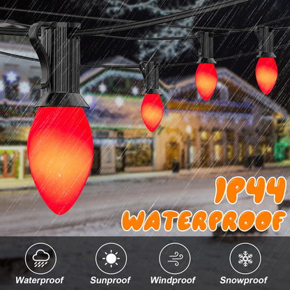 GOOTHY 25 Pack C7 Red LED Christmas Light Bulb, C7 Red Replacement Bulbs for Outdoor String Lights Window Candles Chandeliers, E12 Candelabra Base LED Bulbs, 0.6 Watt Led Night Light Bulb