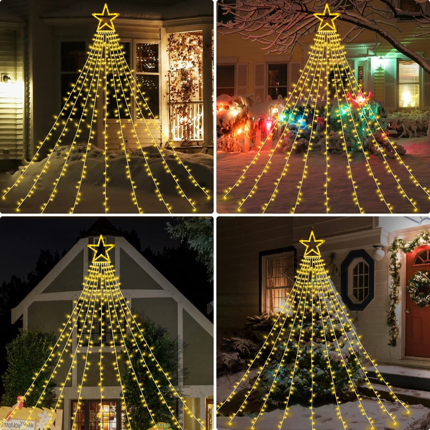 XUNXMAS Christmas String Lights Outdoor Decoration 317 LED Star Fairy String Lights 8 Modes & Waterproof for Party Wedding Patio Yard New Year Holiday Indoor Outdoor - Warm White
