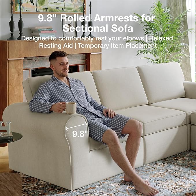 Novilla 138" Modular Sectional Sofa, Modular Sectional Couches