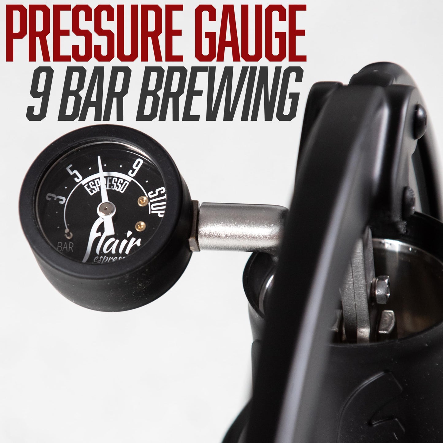 Flair UPDATED 49 PRO (Black) - All manual 49mm lever espresso maker with handled portafilter, pressure gauge and no plastics in brew path