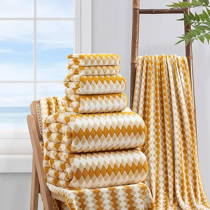 8 Piece Bathroom Towel Set |2 Oversized Bath Towels, 2 Hand Towels, 4