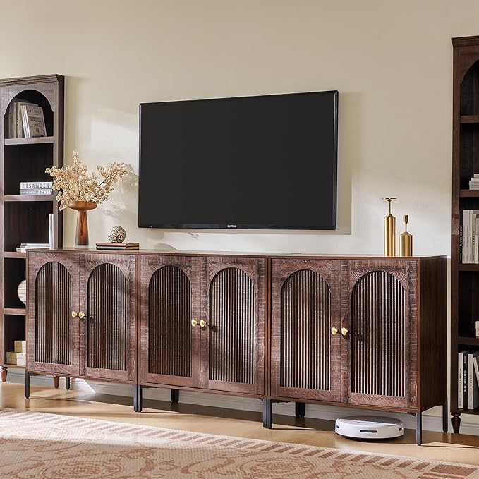 IFBUY Modern Sideboard Buffet Cabinet, 92.63" W Fluted Arched Buffet Cabinet
