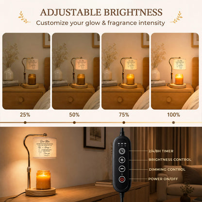GIFTELIX Candle Warmer Lamp with Timer Dimmable - Dear Mom - Christmas Birthday Gift for Women Mom Mother from Daughter Son - Adjustable Height Wax Flameless Melter with 2 Bulbs - Cozy Home Decor