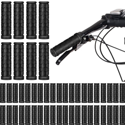 48 Pcs Bike Handle Grips Black Replacement Non Slip Rubber Bicycle Handlebar Grips Tricycle Wheelchair Mountain Bike BMX MTB(Hexagon Style)