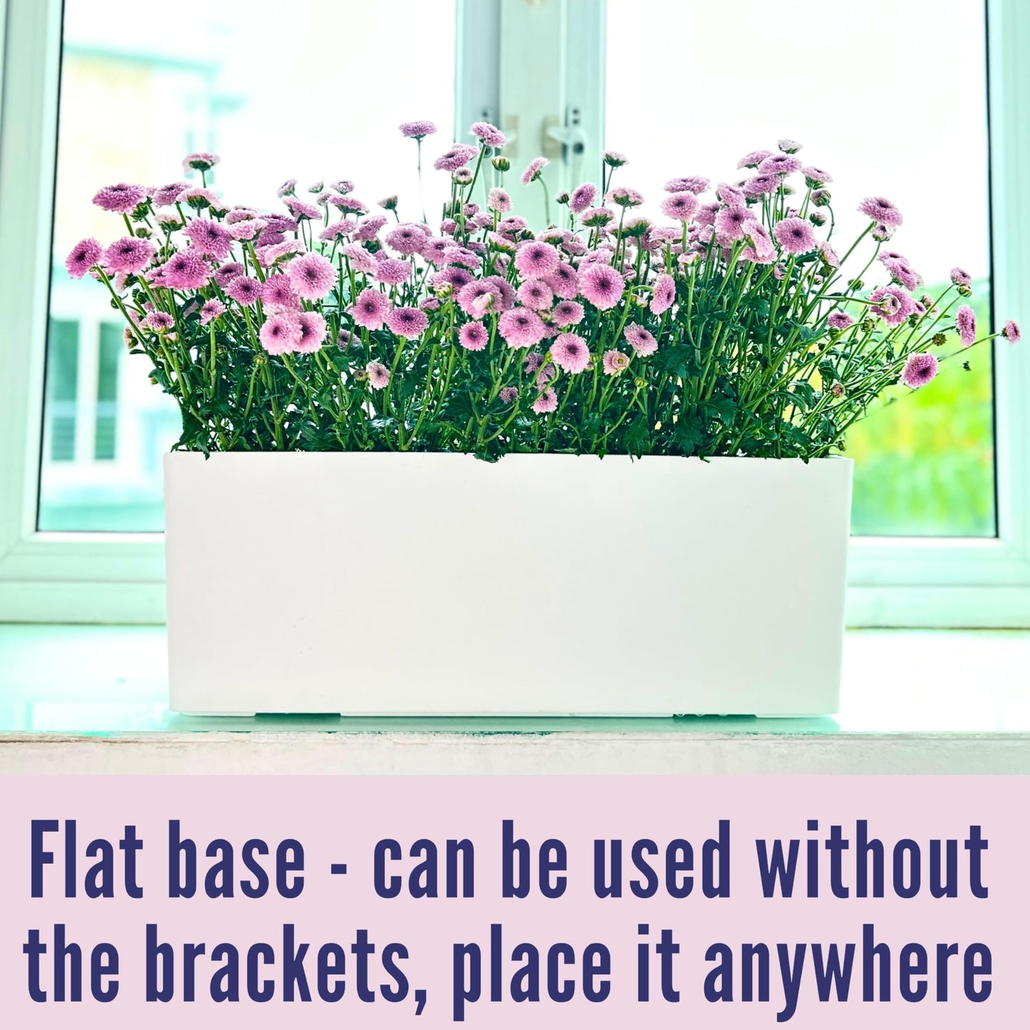 LaLaGreen Outdoor Wall Planters (14 Inch, 4 Pack) White Self-Watering Wall Mounted Flower Boxes, Rectangular Window Box Hanging Planters Plastic Containers Pot Indoor Herbs Modern Home Garden Decor