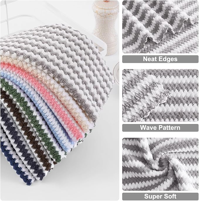 Homaxy 12 Pack Kitchen Dish Cloths, Ultra Soft and Absorbent Dish Towels