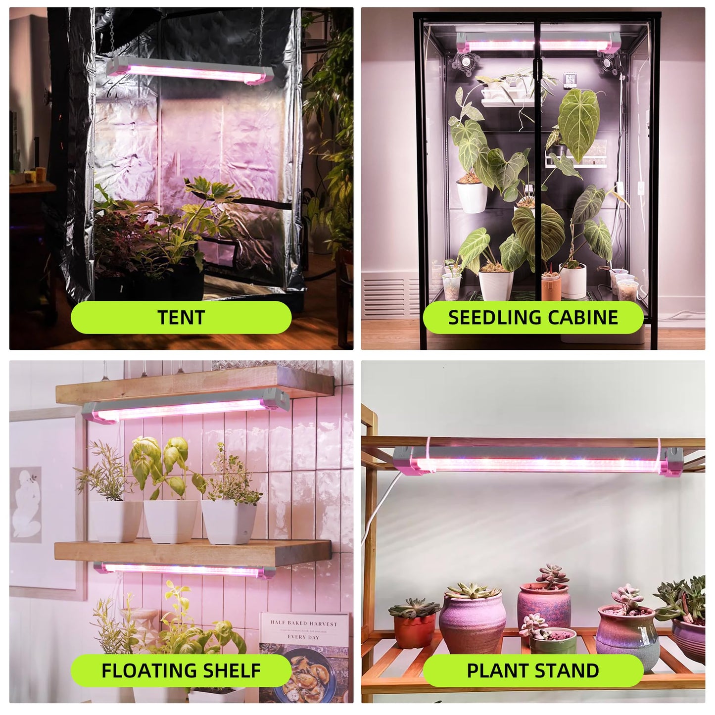 Hlite 16inch Adjustable Full Spectrum Plant Growing Lamps- Linkable Grow Lights for Indoor Plants Plug and Hanging Design with On/Off Switch Timer Hanging Grow Light from Seedling to Flowering，White