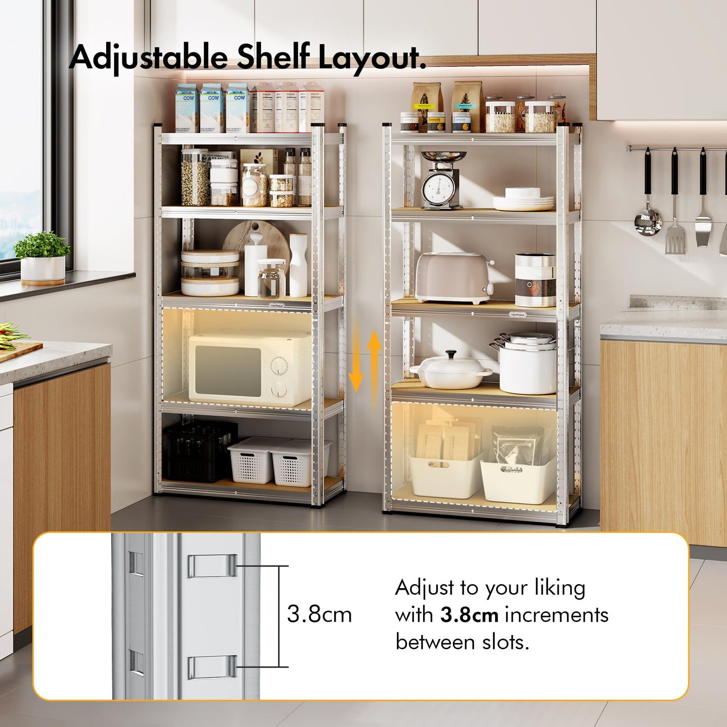 VonHaus Garage Shelving Units - Heavy Duty Racking for Home, Office, Shed and Garage Storage - 5-Tier Shelving Units for Storage, 175kg Capacity Per Shelf - 1.5m Racking
