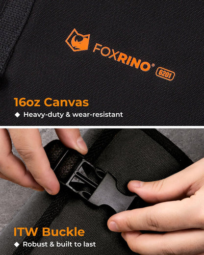 Foxrino Tool Roll For Men, Heavy Duty Tool Roll Bag Organizer, Roll Up Tool Pouch with 20 + 1 Pocket, Perfect Gifts for Men Father Dad Mechanic, Black