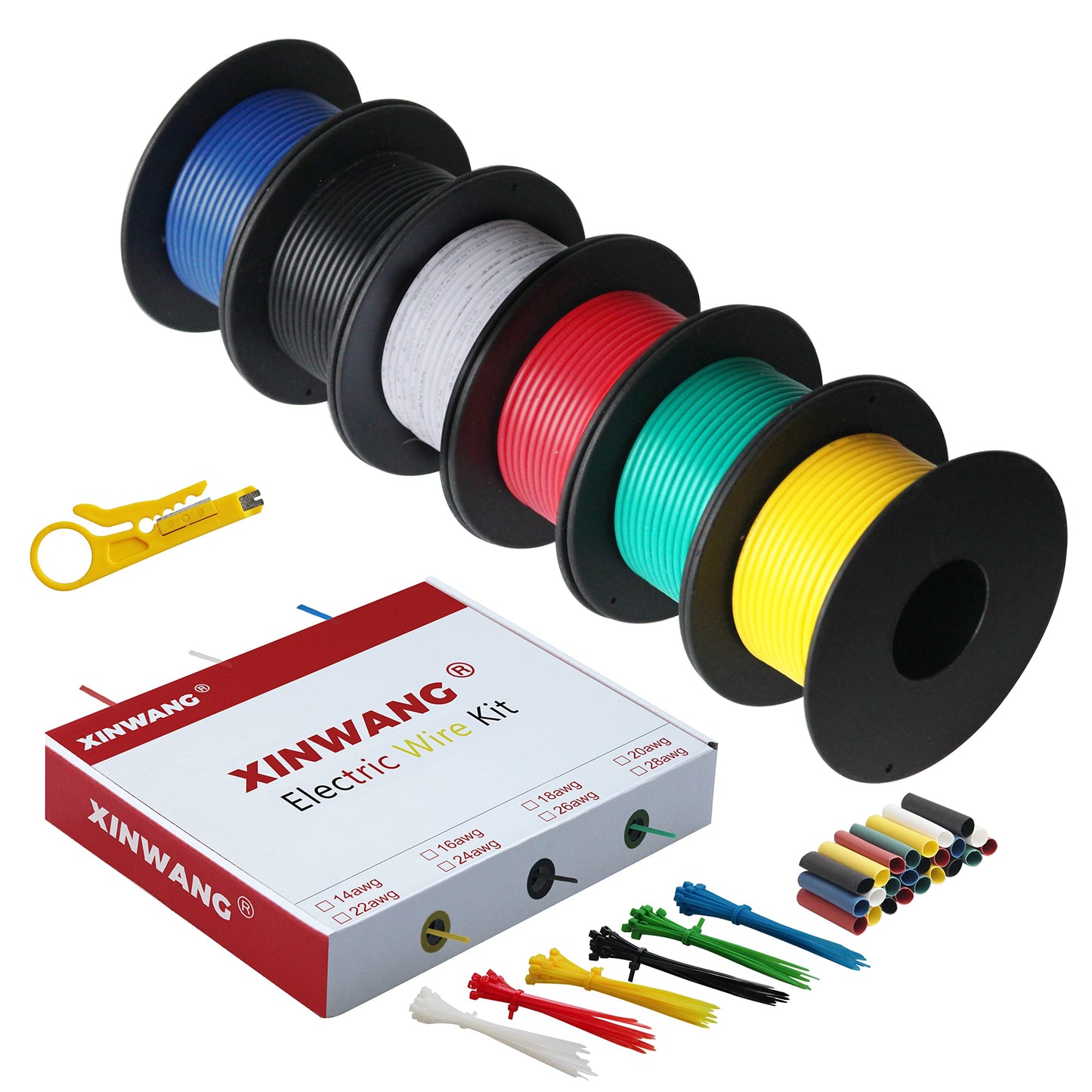 Electrical Wire,PVC Electric Wire -XINWANG 20awg 0.5 mm² wire 6 Colours (Each Colour 23ft) Stranded Wire Made of Tinned Copper Wire Hook up Wire Kit