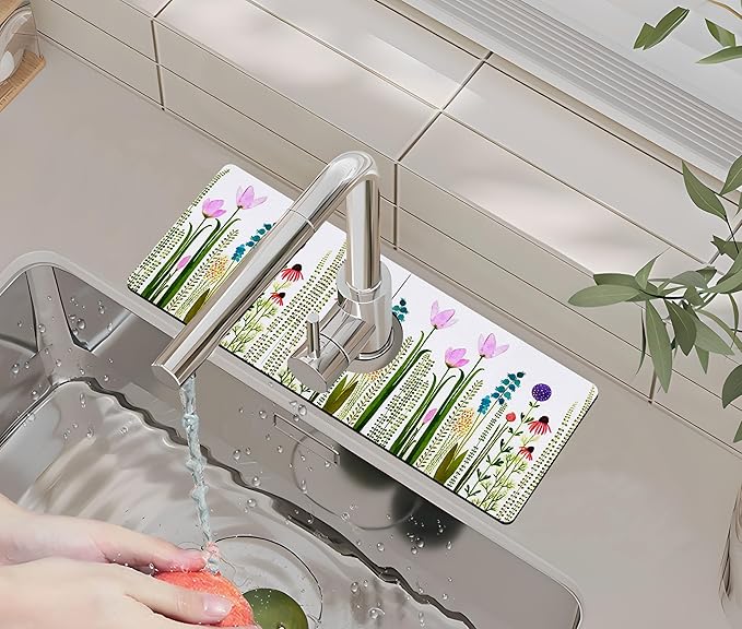 Kitchen Sink Splash Guard Faucet Mat -1 PC Super Absorbent Fast Drying Mat Sink