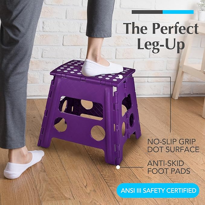 Handy Laundry Folding Step Stool 13 Inch – Sturdy Plastic Foldable Step Stool