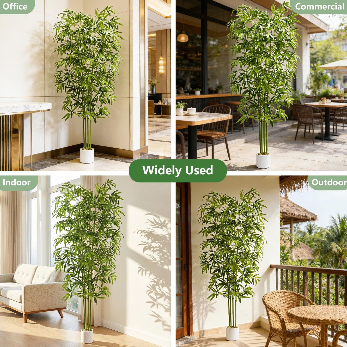 Artificial Bamboo Tree 6FT Tall Fake Plants Faux Silk Plant, Faux Bamboo Plant for Home Office Indoor Outdoor Decor Artificial Trees with Tall Planter