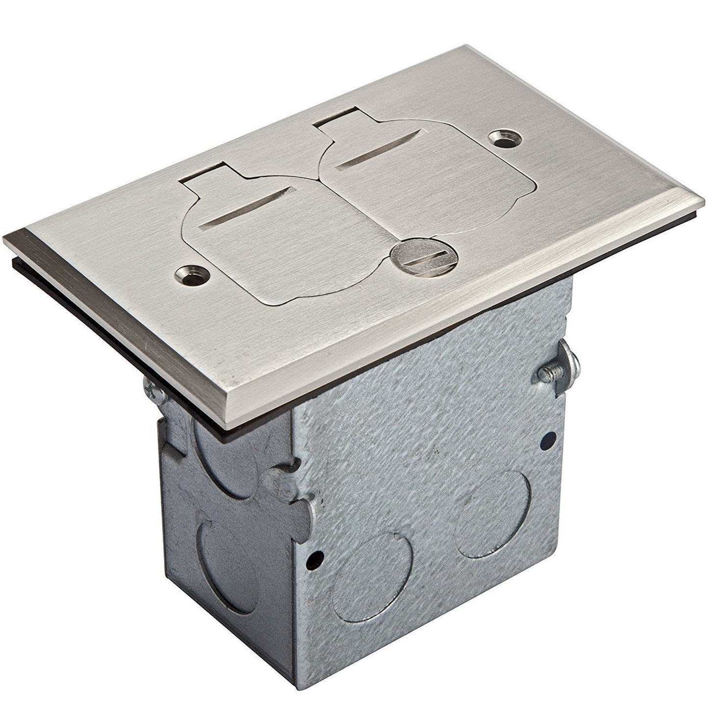 ENERLITES Flip Lid Cover Floor Box Kit with 20A Tamper-Weather Resistant Receptacle Outlets, 1-Gang 5" x 2.87" Cover, Watertight Gaskets, 975507-C and 975507-S