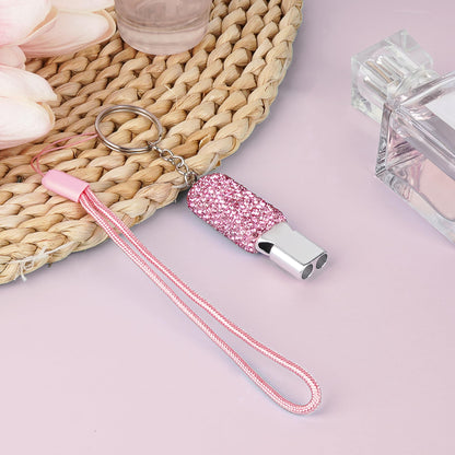 Biiange 2 Pack Bling Pink Whistle, Whistle for Coaches with Lanyard, Coaches Referee Sports Whistles, Loud Metal Sports for Coachess, Referees, and Hikers (Pink)