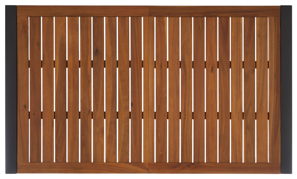 SAFAVIEH Outdoor Collection Guthrie Natural/Black Solid Wood Rectangle Dining Table