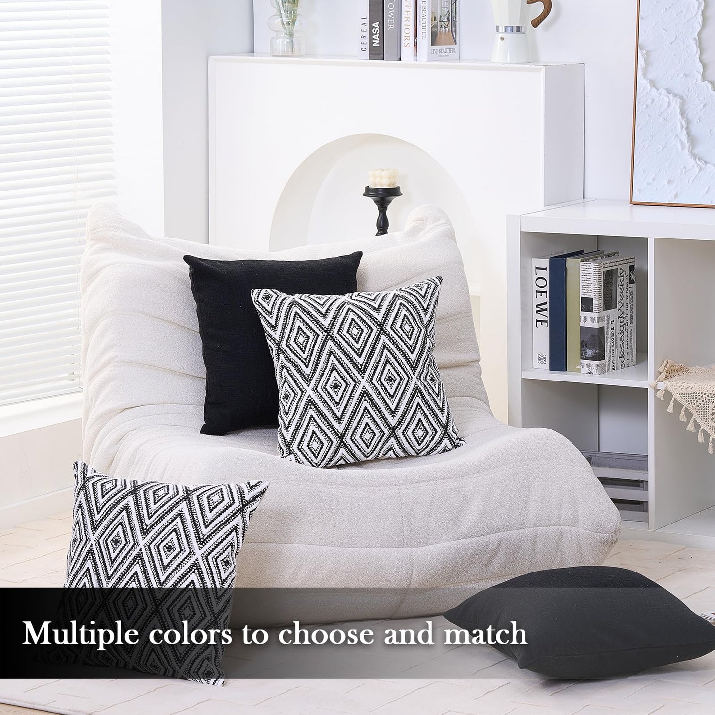 HPUK Decorative Throw Pillow Covers Set of 4 Square Couch Pillows Linen Cushion Cover for Couch Sofa Living Room, 18"x18" inches, Blue