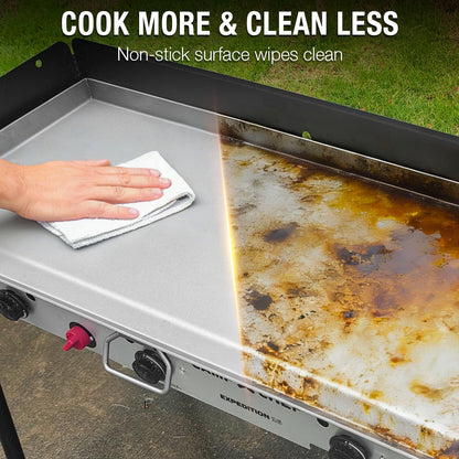 Hisencn Cast Iron Flat Top Fry Griddle for Camp Chef 3 Burner Stove, Griddle Top for Camp Chef Stove, GB90D, TB90LW, TB90, TB90LWG, TB90LWG15,SPG90B,CCH3,Portable Outdoor Stove Accessories,16 x 37 in