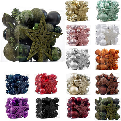 Christmas Ball Ornaments - 43pcs Shatterproof Christmas Tree Decorative Hanging Ornaments with Loop for Xmas Holiday Party Wreath Home Decoration (Dark Green)