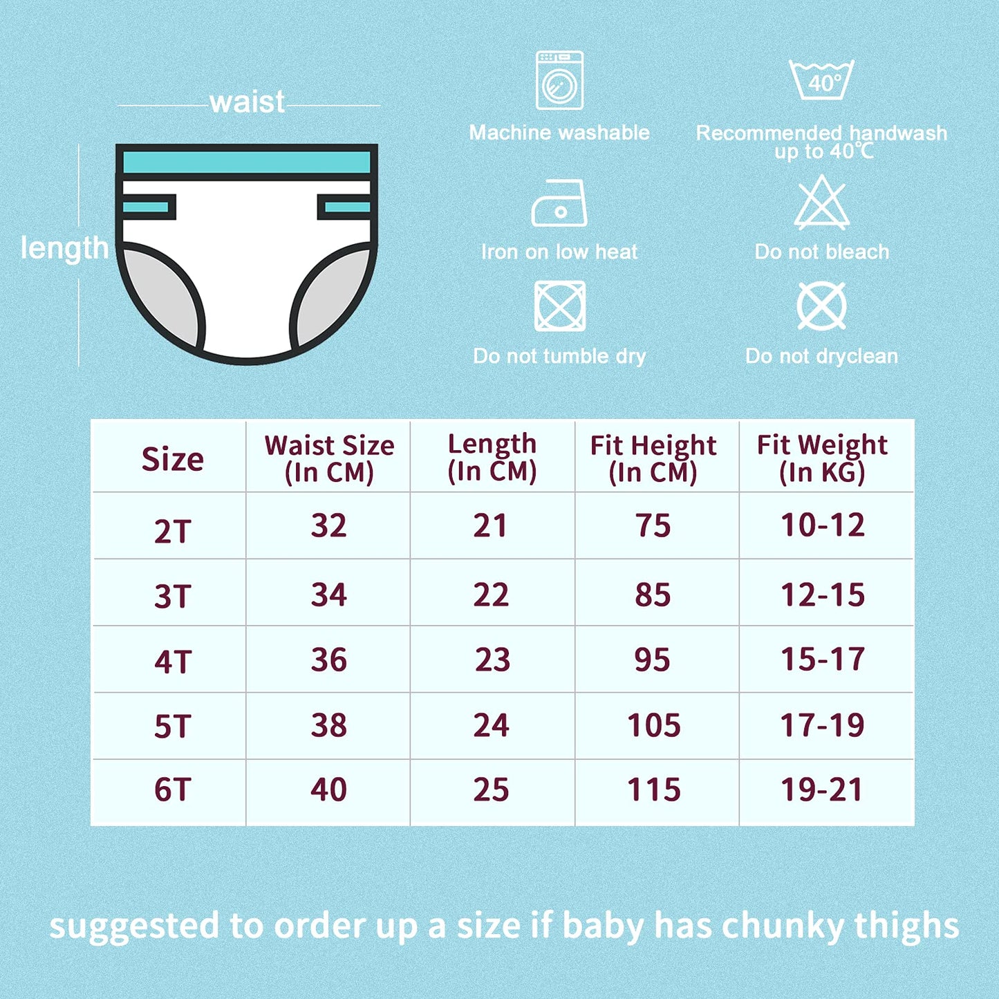 FLYISH DIRECT Boys Potty Training Pants Cotton, Reusable Potty Training Underwear for Toddlers, 8 Pairs, 3 Years, Blue Dinosaur