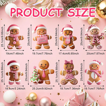Memorywuu 8 Pcs Christmas Gingerbread Man Yard Signs with Stakes Outdoor 3D Gingerbread House Decoration Xmas Yard Stakes Lawn Signs for Christmas Holiday Pathway Garden Patio Party Favors (Elegant)