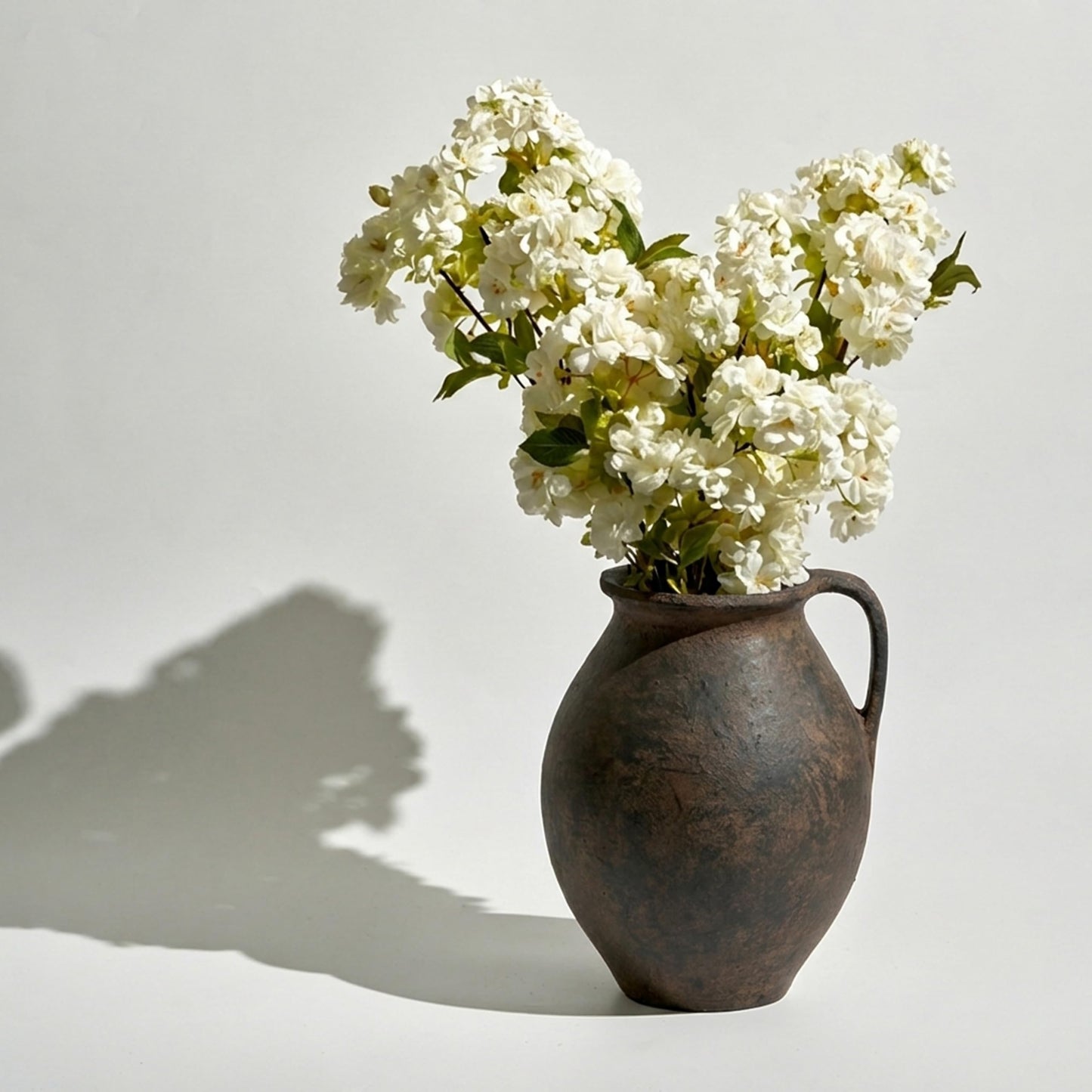 LB2 Brown Ceramic Large Vase, 11.2" Tall Zen Style Vase, Terra Cotta Pitcher, Distressed Farmhouse Decor, Pottery Decorative Flower for Home Decor (D - Brown 11.2")
