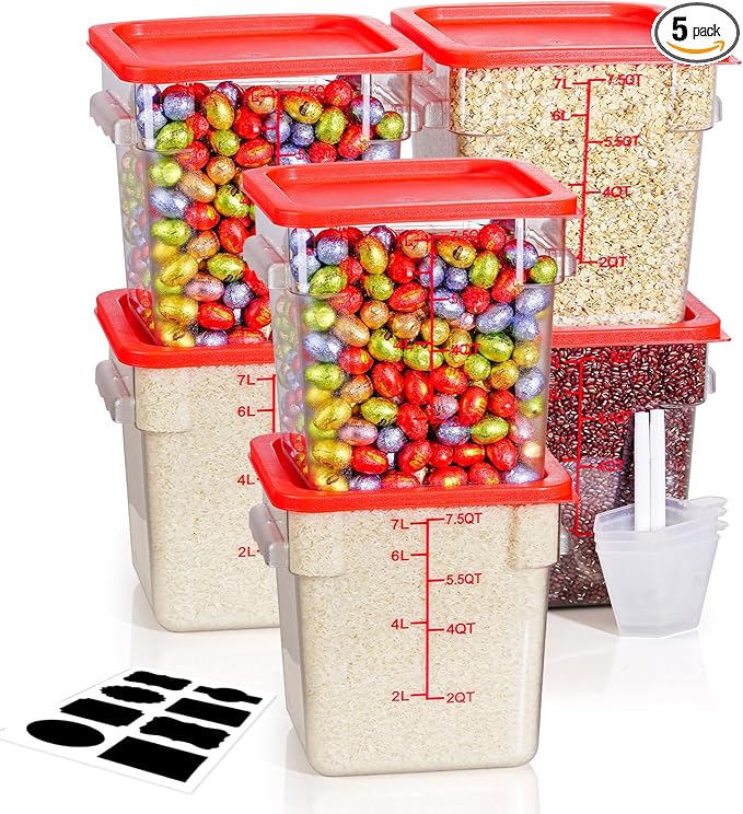 8QT NSF Food Storage Containers: 6PCS Clear Food Storage Containers