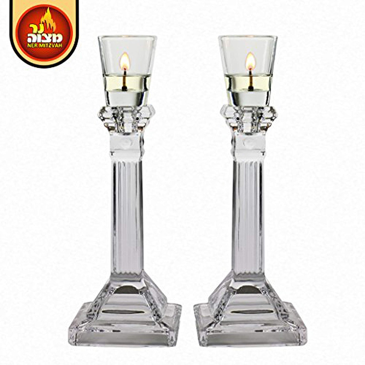 Ner Mitzvah Neironim Glass Shabbos Candle Holders - Premium Quality Clear Small Votive Cups, Standard Size for Neronim Shabbat Candles - Pack of 6