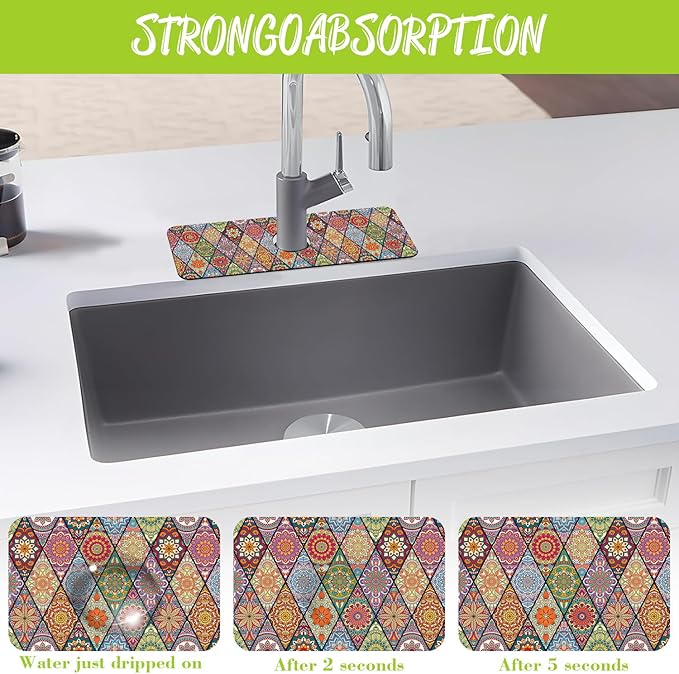 Sink Faucet Absorbing Mat Bohemian Textile Rug Texture Sink Splash Guard Drying