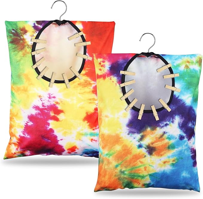YLOLUL 2 Pcs Tie Dye Clothes Pin Bag