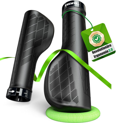 RBRL Bike Grips, Ergonomic, Non-Slip Rubber Handlebar Grips with Aluminium Alloy Lock-On Design, 3-Zone Comfort Bicycle Grips for MTB, E-Bike, BMX & Trekking Bikes