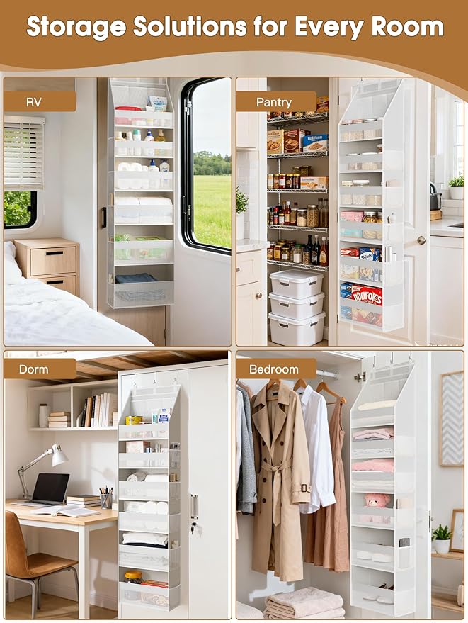 Criusia Over the Door Organizer, Heavy-Duty 6-Shelf Hanging Storage