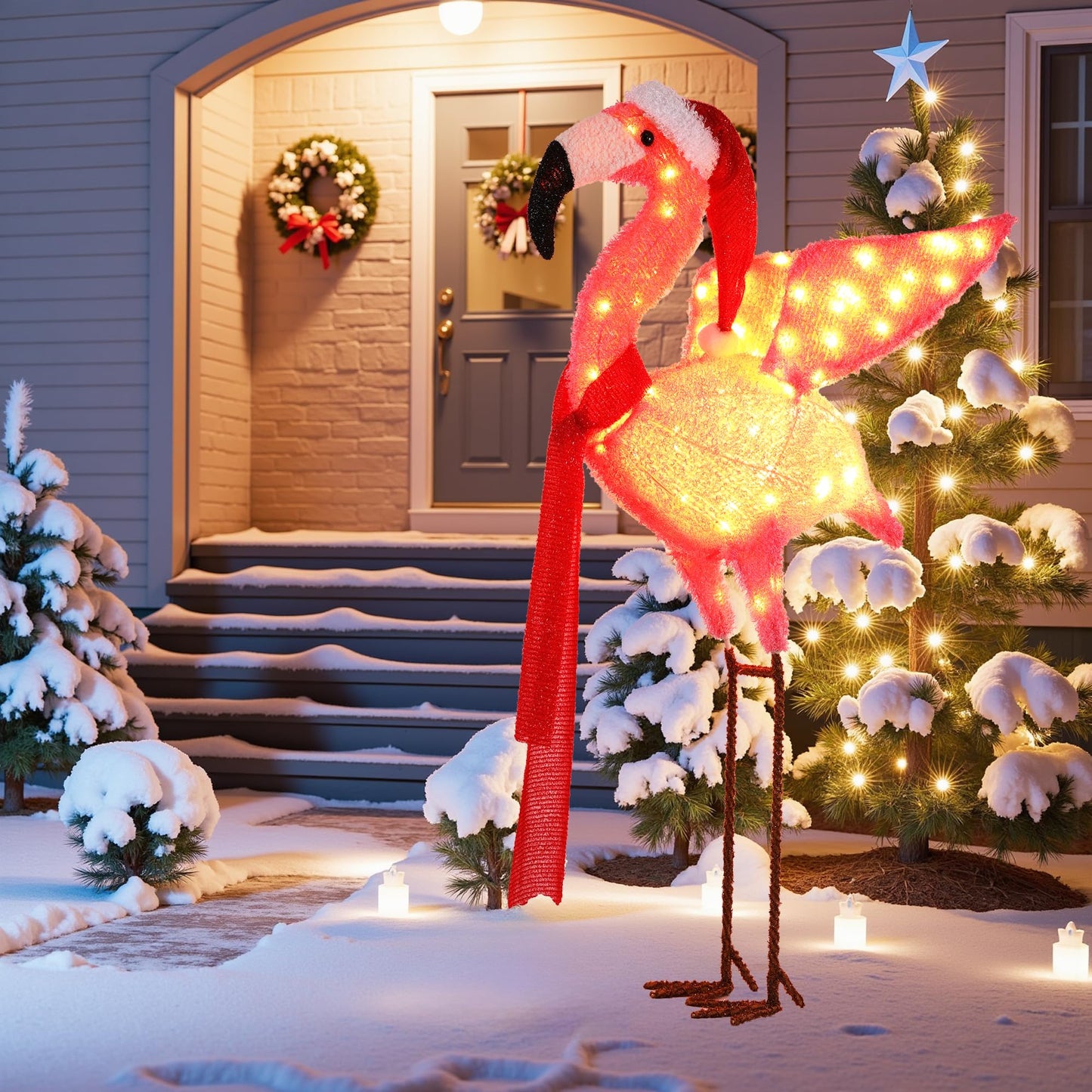 Christmas Flamingo Decorations Outdoor, Lighted Christmas Flamingo,Birthday Xmas Gifts for Women Mom,for Party Indoor, Outdoor, Yard, Garden,Holiday Season