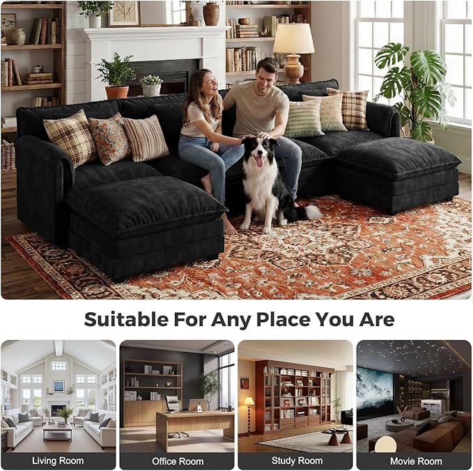 ELUCHANG Oversized 153" Modular Sectional Sofa, Comfy Cloud Couch, L Shaped