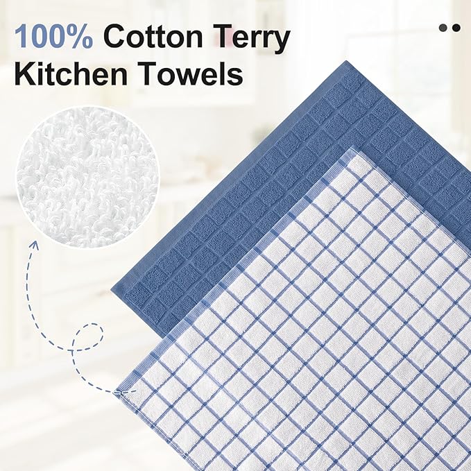 Homaxy Premium Cotton Kitchen Towels 16"x 28", Large Natural Ring Spun 390 GSM