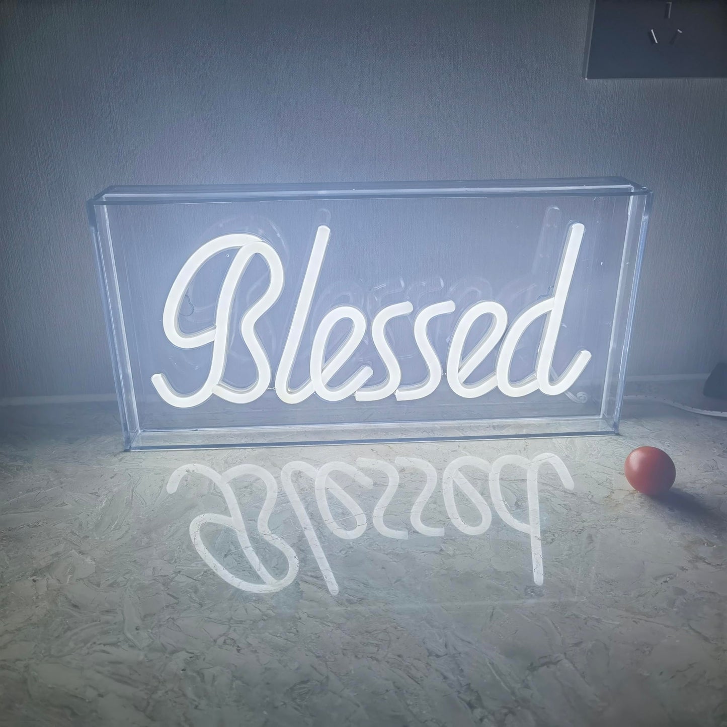 Blessed Neon Signs for Countertop,LED Blessed Neon Lights Marquee Letter Lightbox Neon Sign Decorative Lamp for Party Desk Bedroom Home Birthday Art Decoration,USB Powered 11.8"*5.9"*1.7"（White）