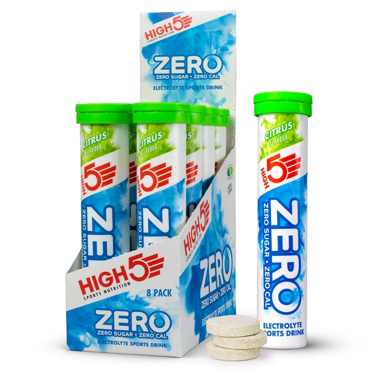 HIGH5 ZERO Electrolyte Tablet - Hydration Tablets Enhanced with Vitamin C - 0 Calories & Sugar Free - Boost Hydration, Performance & Wellness - Citrus, 160 Tablets (20x, Pack of 8)