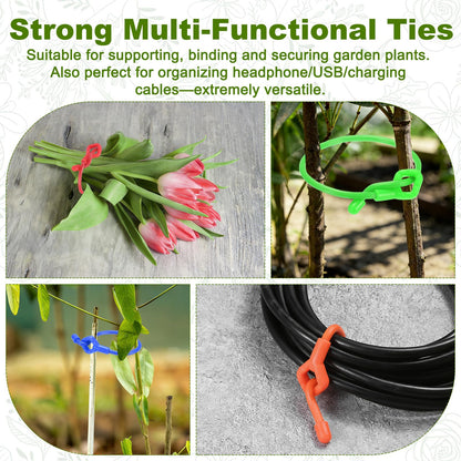 M METERXITY 12-Pack Adjustable Plant Ties, 10inch/25.4cm Silicone Flexible Multi-Function Sturdy Garden Twist Tie for Plant Support/Tree/Shrub/Vine, Reusable Support Twine [Blue]