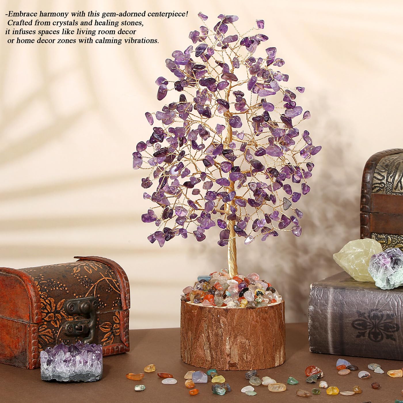 MAIBAOTA Amethyst Crystal Tree of Life Purple Office Home Decor Good Luck Handmade Feng Shui Spiritual Gifts for Women