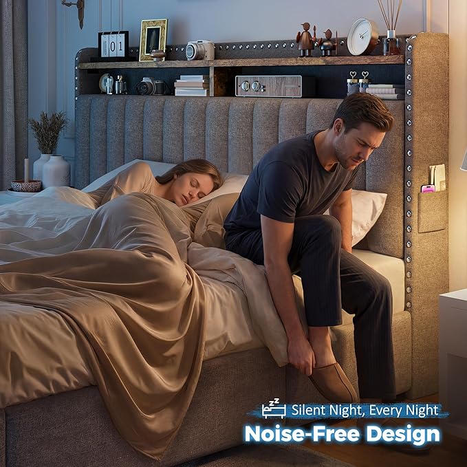 EnHomee Upholstered King Size Bed Frame
